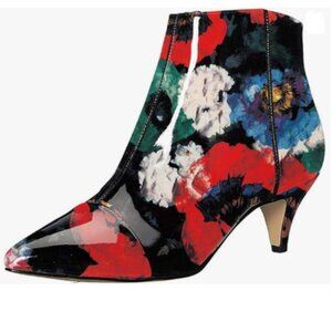 XYD Peony Kitten Heel Ankle Boots Pointed Closed Toe Side Zipper Prom Shoes